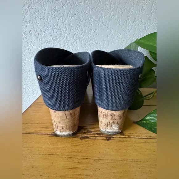 Esprit Dark Blue Wedge Studded Sandals - Picture 8 of 10